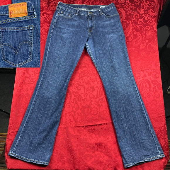 Levi’s Premium Super Low Jeans Womens Size 33M Bootcut Med Blue Wash Denim VTG‎ - Picture 1 of 13